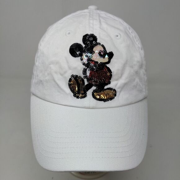 Disney Parks Men's Mickey Mouse Hat White Size Adult Strapback Shiny Official - Picture 3 of 11